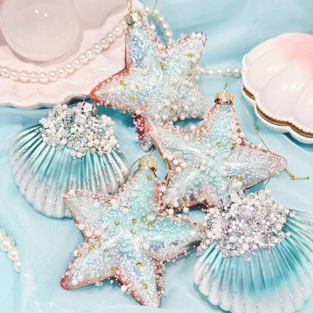 専用♡オランダ きらきら貝殻オーナメントプレゼント♡ クリスマスツリーを華やかに飾る、海の仲間モチーフオーナメント