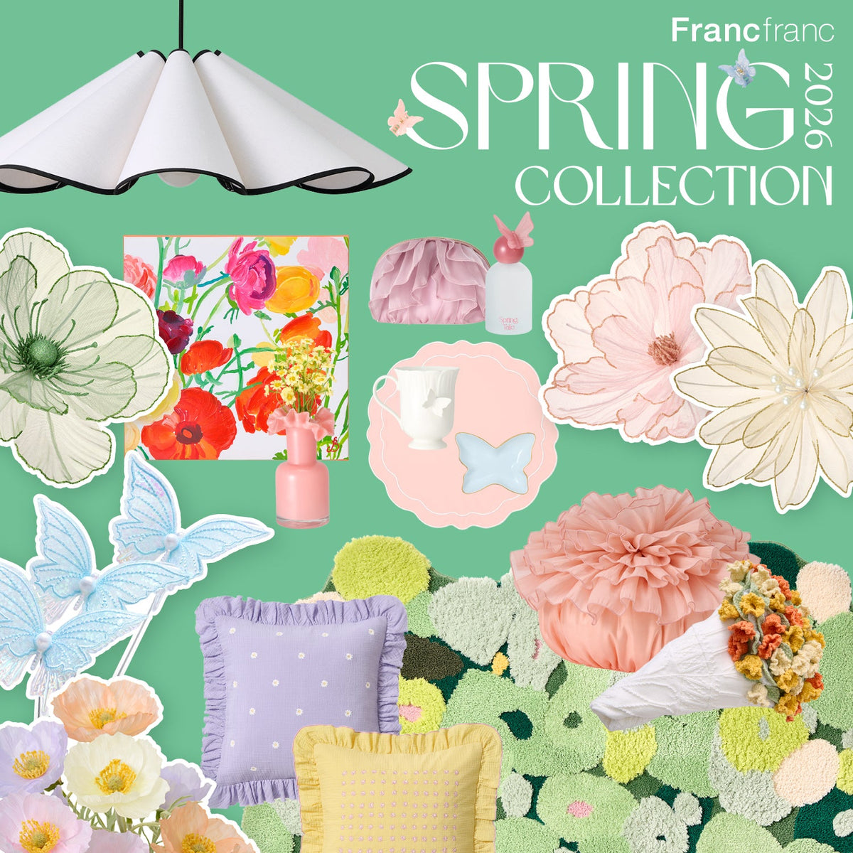 お花や蝶モチーフのフレグランス、食器、ポーチなど ひと足先に春を