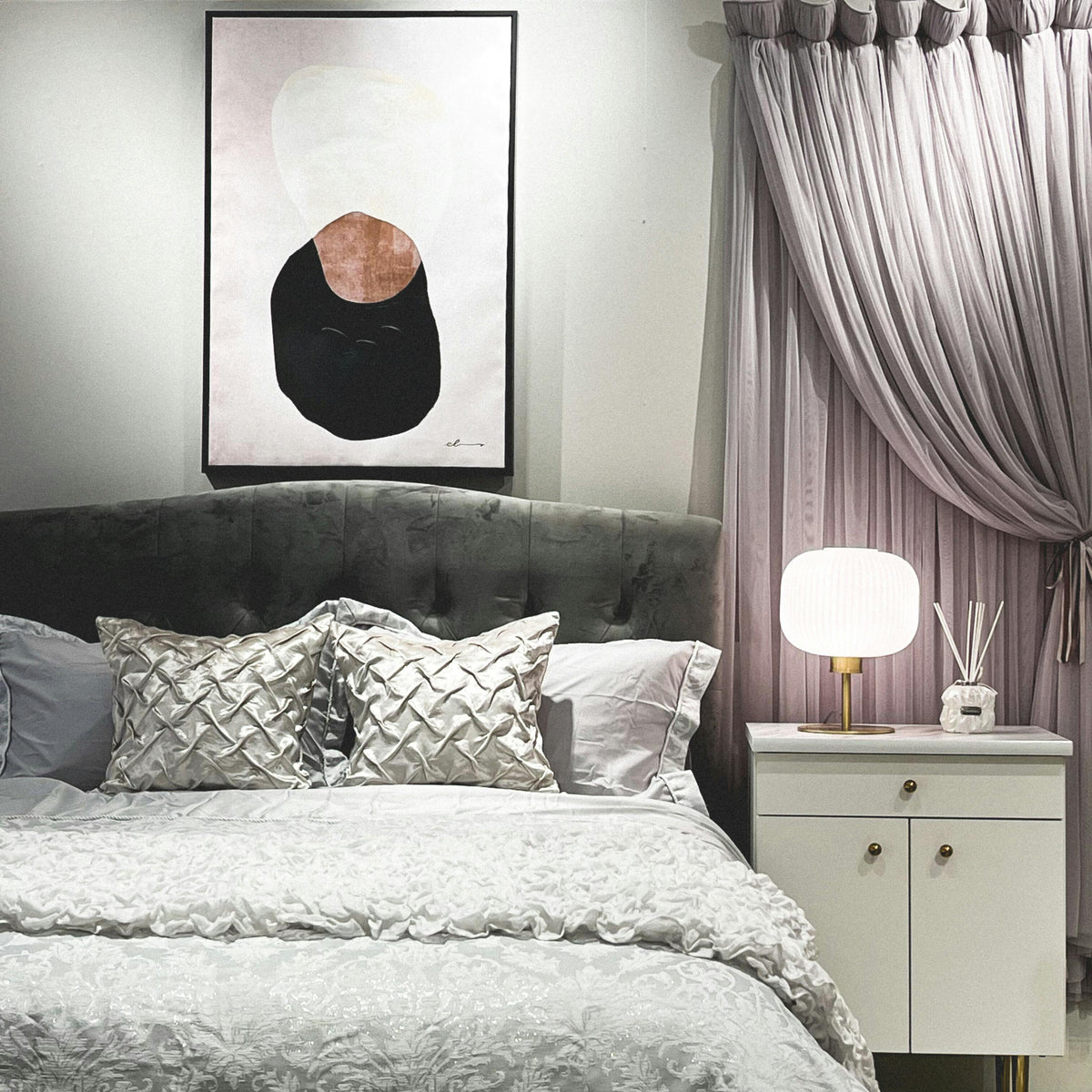 フランフラン　グレー　ベロア　ベッド　ダブル　ホテルライク x44d49be-0961-439c-9d71-