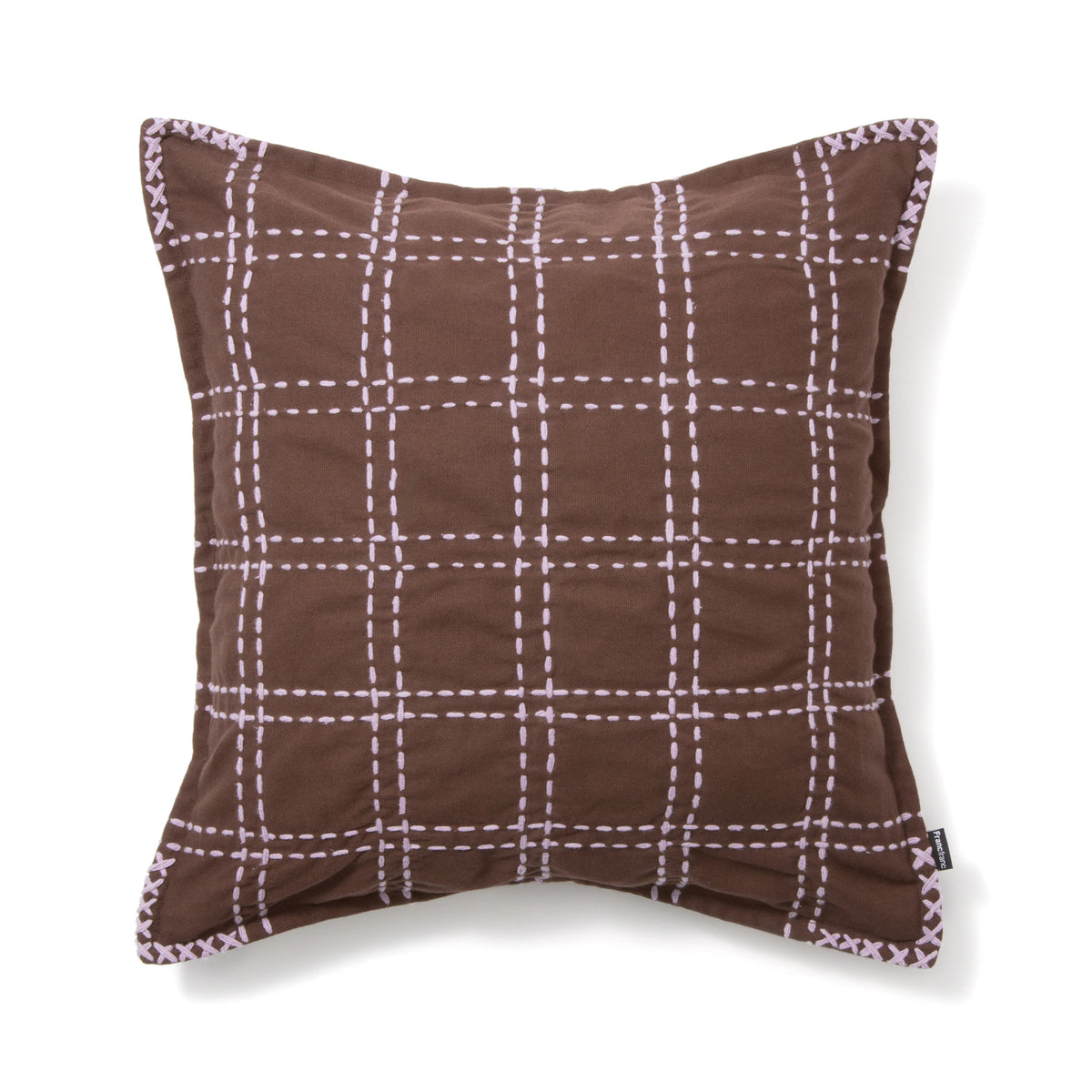 Francfranc クッションカバー45×45 チェックステッチ クッションカバー 45×45 ブラウン（117