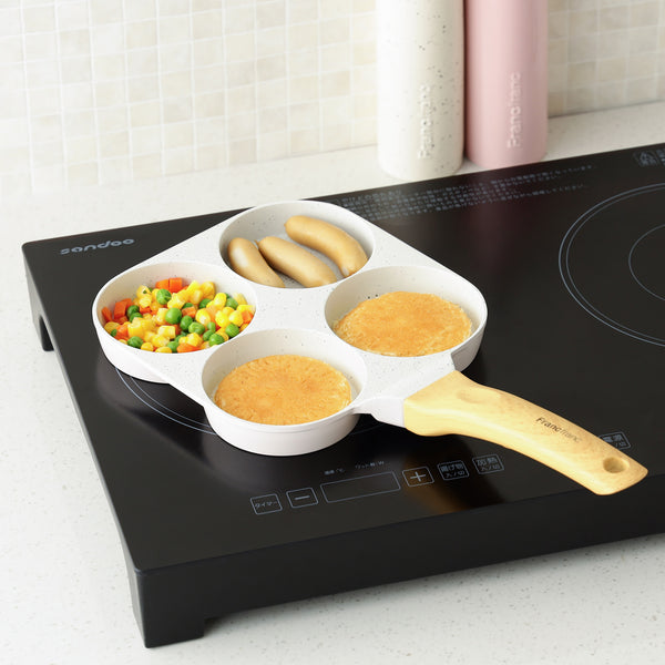 IH･直火 四つ仕切りフライパン アイボリー