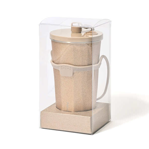 ストロー付きステンレスタンブラー グリッター ゴールド