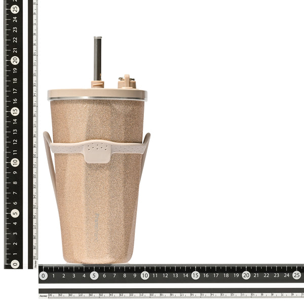 ストロー付きステンレスタンブラー グリッター ゴールド