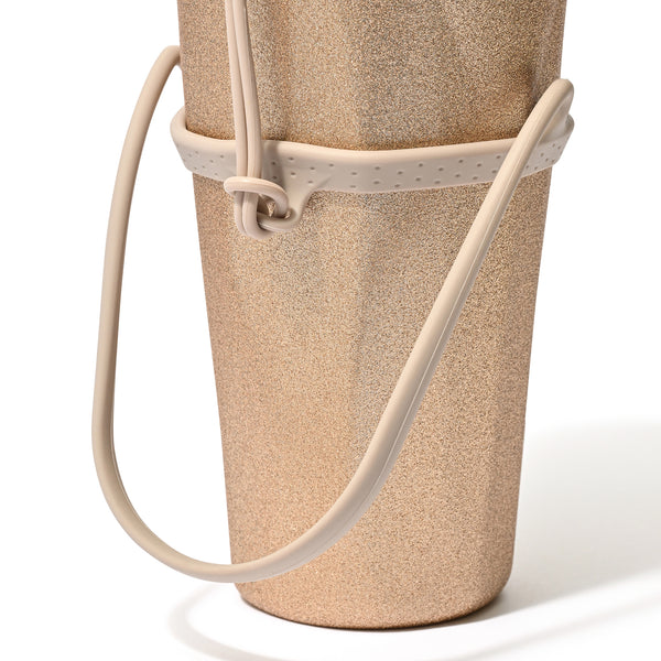 ストロー付きステンレスタンブラー グリッター ゴールド