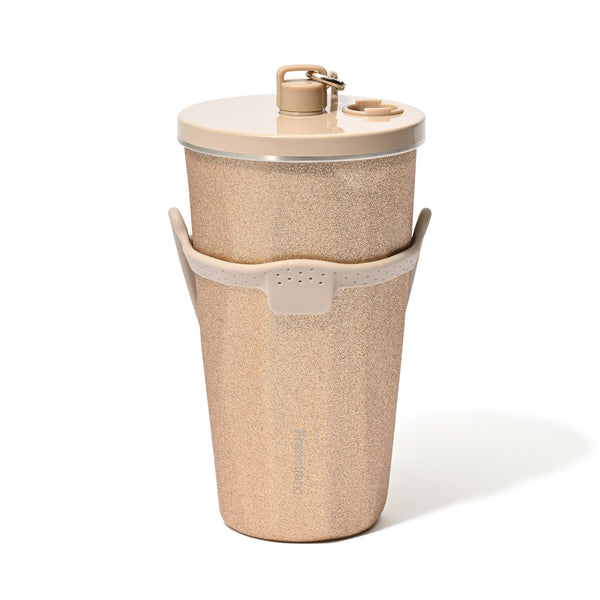 ストロー付きステンレスタンブラー グリッター ゴールド