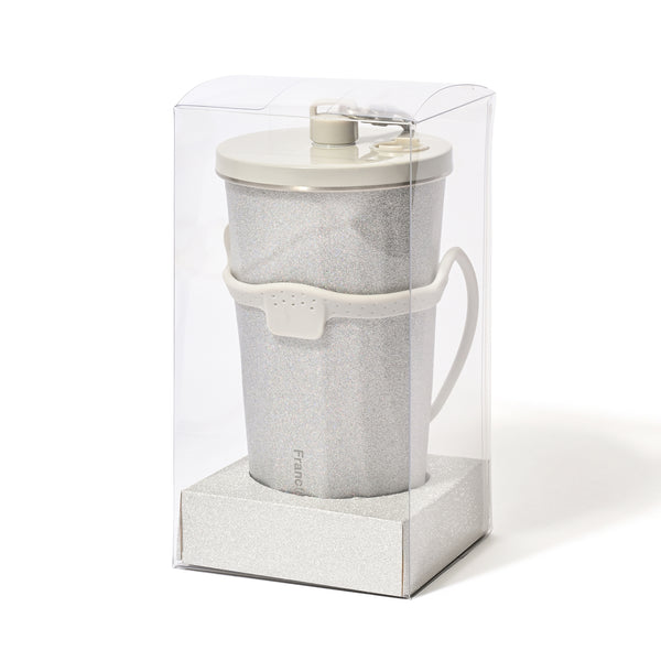 ストロー付きステンレスタンブラー グリッター シルバー