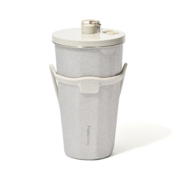 ストロー付きステンレスタンブラー グリッター シルバー