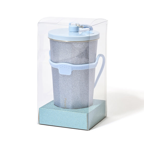 ストロー付きステンレスタンブラー グリッター ブルー