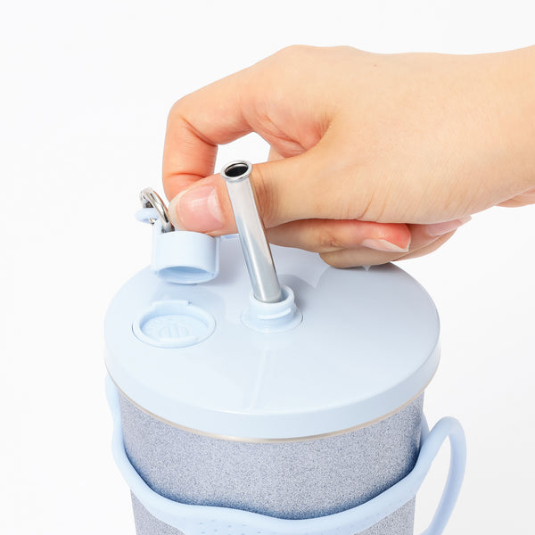 ストロー付きステンレスタンブラー グリッター ブルー