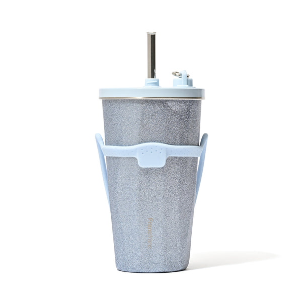 ストロー付きステンレスタンブラー グリッター ブルー