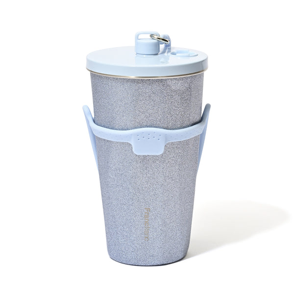 ストロー付きステンレスタンブラー グリッター ブルー
