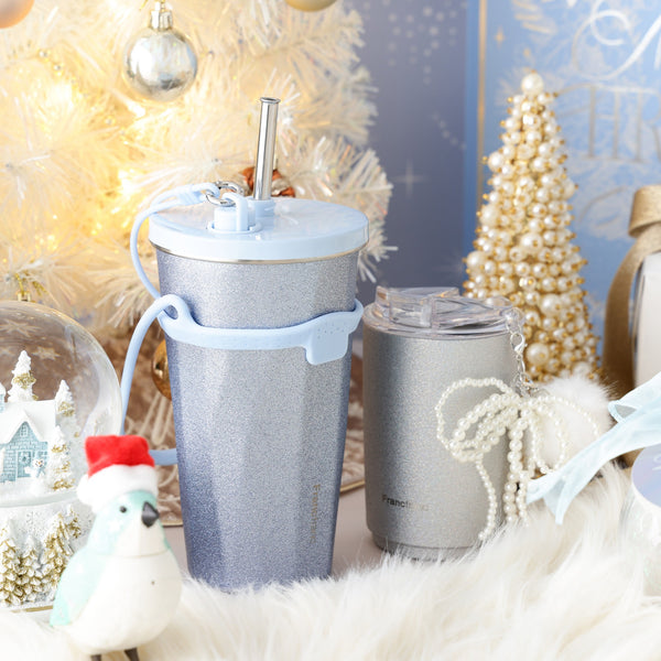 チャーム付きステンレスタンブラー グリッター シルバー