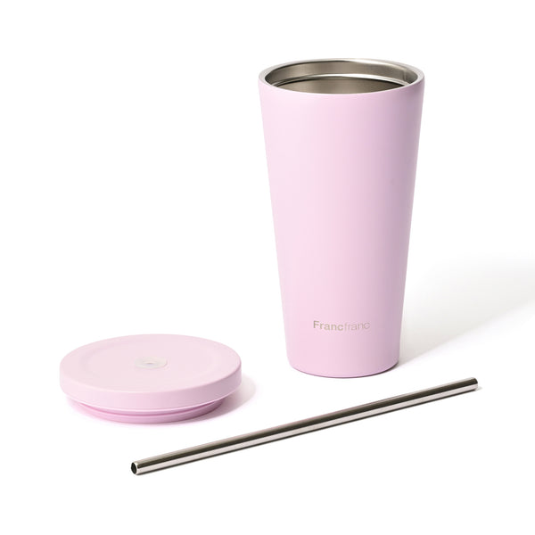 ストロー付きステンレスタンブラー ピンク