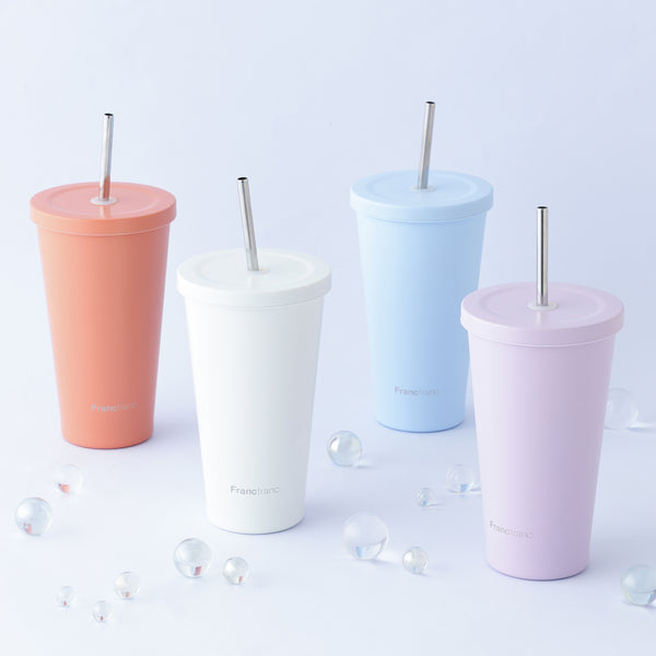 ストロー付きステンレスタンブラー ブルー