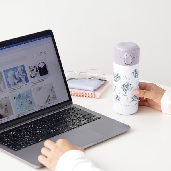 ワンタッチ ステンレスボトル 350ml マーブルホワイト