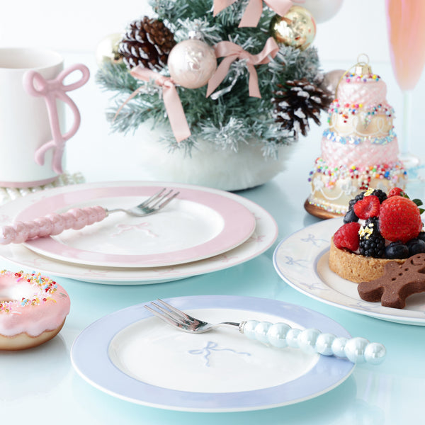 リボン プレート S ブルー