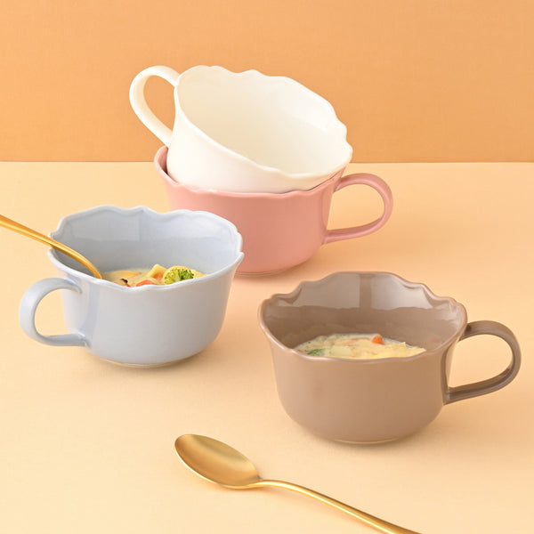 フラワーリム スープカップ ピンク