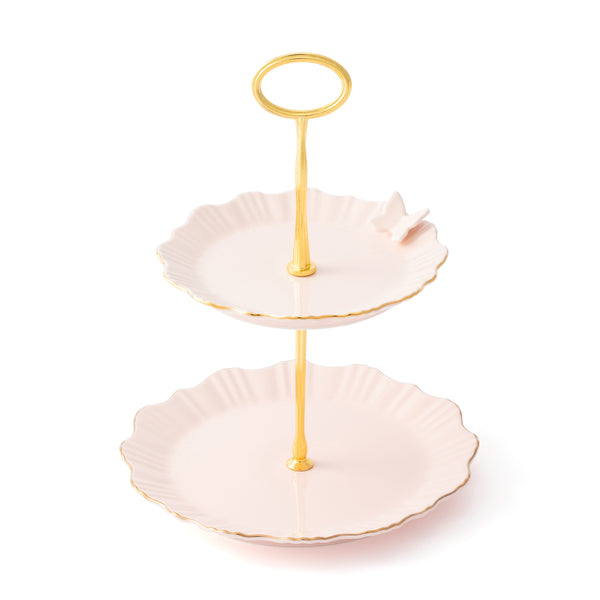 ペタルフリル 2段 ケーキスタンド ピンク