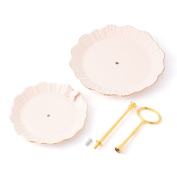 ペタルフリル 2段 ケーキスタンド ピンク