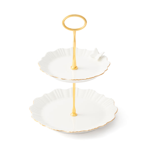 ペタルフリル 2段 ケーキスタンド ホワイト