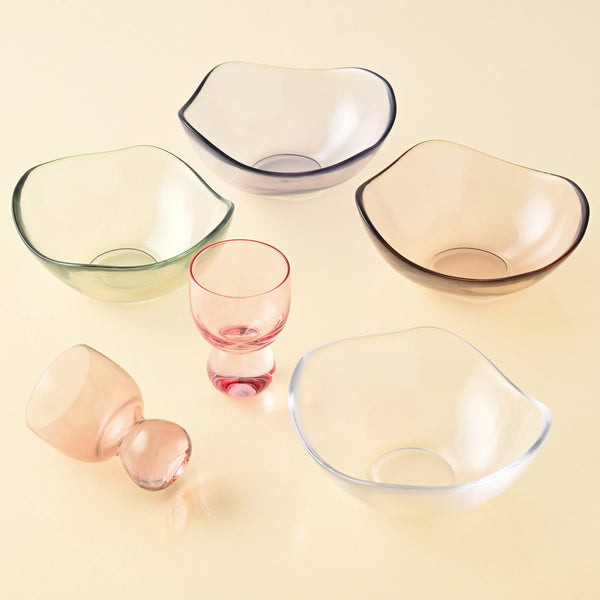 ウェーブレット ガラスボウル M ブラウン