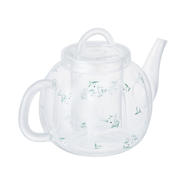 フラワーガラス ティーポット ホワイト