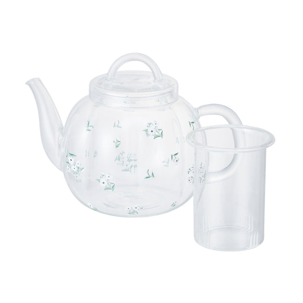 フラワーガラス ティーポット ホワイト