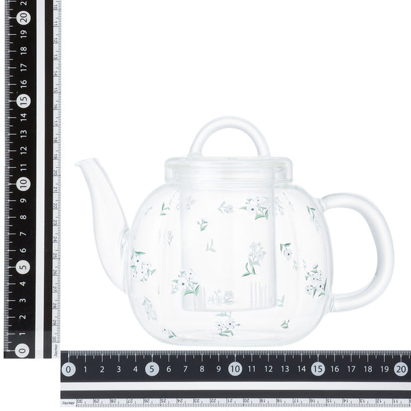 フラワーガラス ティーポット ホワイト