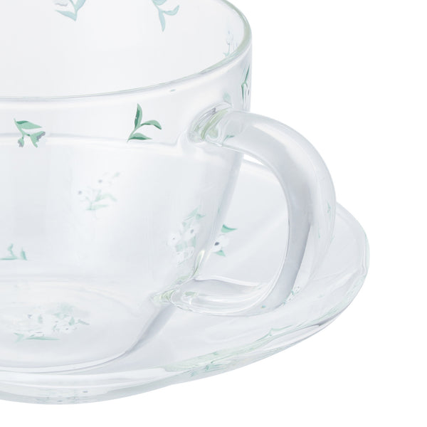 フラワーガラス カップ&ソーサー ホワイト