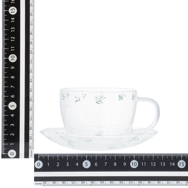 フラワーガラス カップ&ソーサー ホワイト