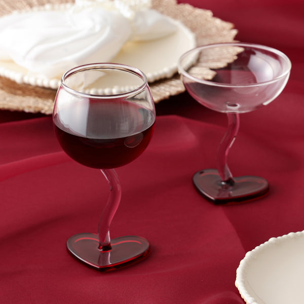 ハートワイングラス レッド