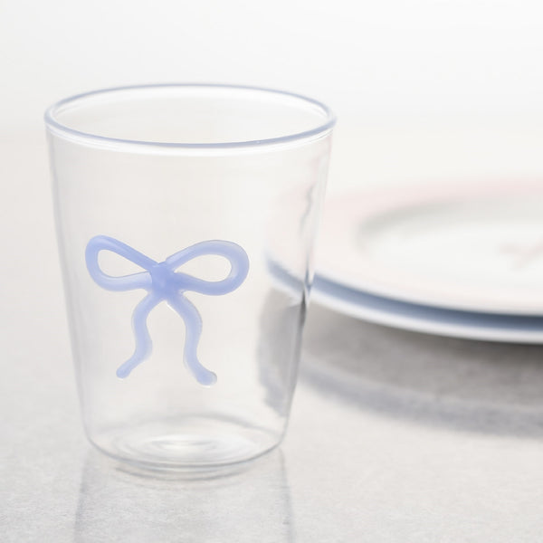 リボン ガラスタンブラー ブルー