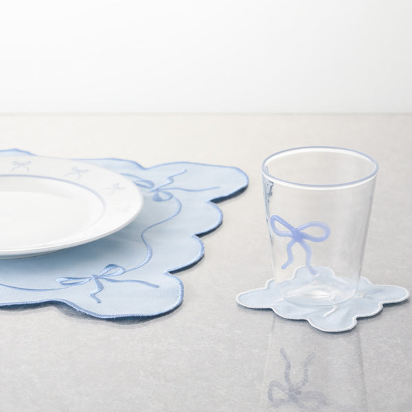 リボン ガラスタンブラー ブルー