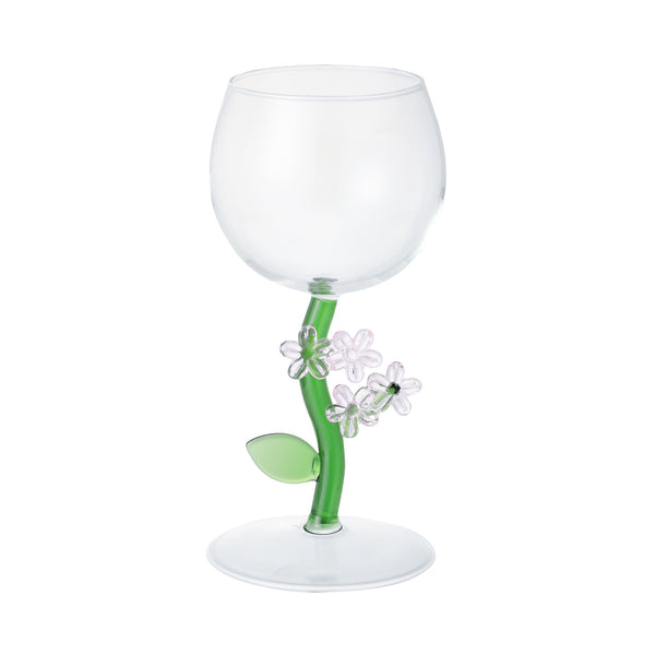 フラワーステム ワイングラス ピンク