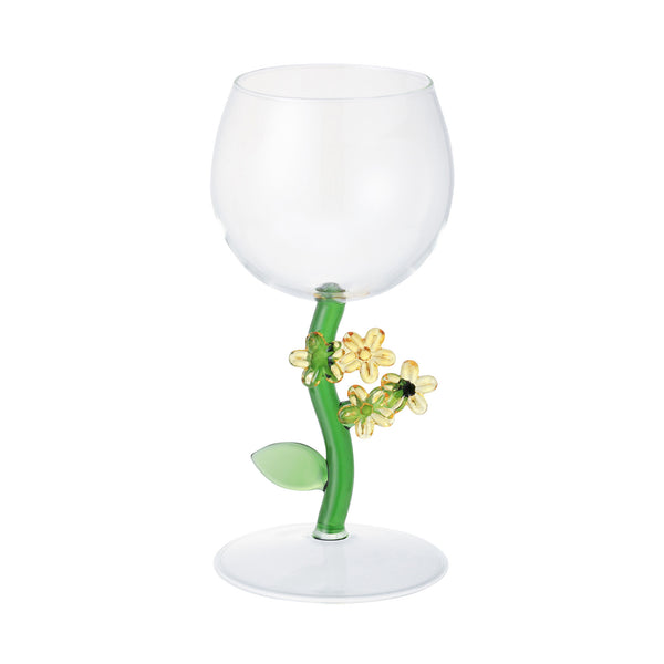 フラワーステム ワイングラス イエロー
