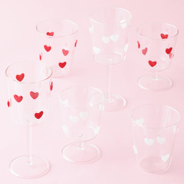 ドットハート タンブラー レッド