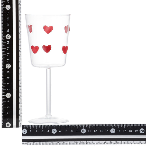 ドットハート ワイングラス レッド