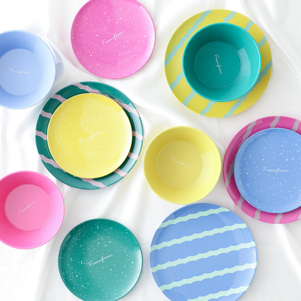 ストライプ メラミンプレート L ピンク