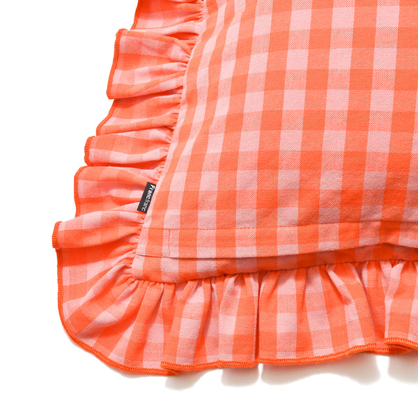 オレンジチェック×2枚　クッションカバー Amazon.co.jp: CAROMIO オレンジ クッションカバー 20 x 20