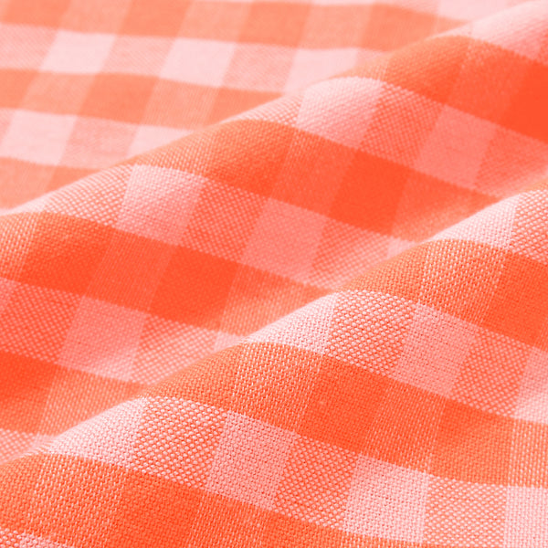 フリルチェック  クッションカバー 45×45 オレンジ（C-089）