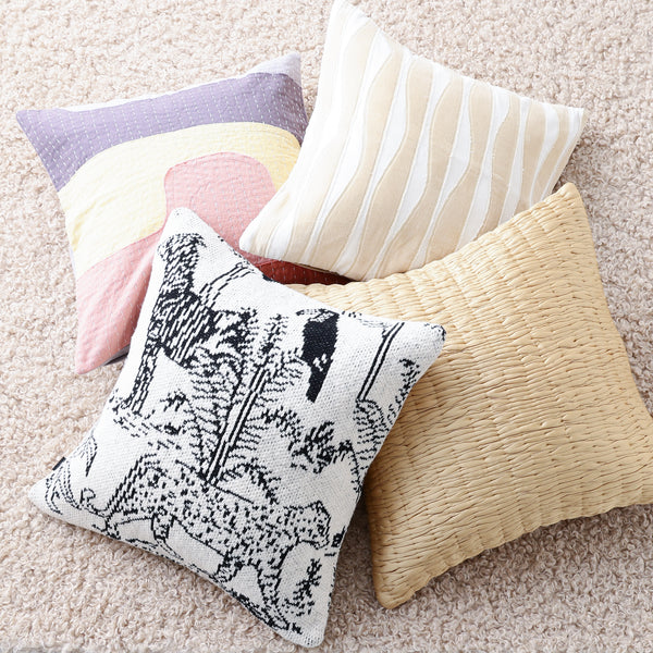 ドローイングアップリケ クッションカバー 45×45 マルチ（108）