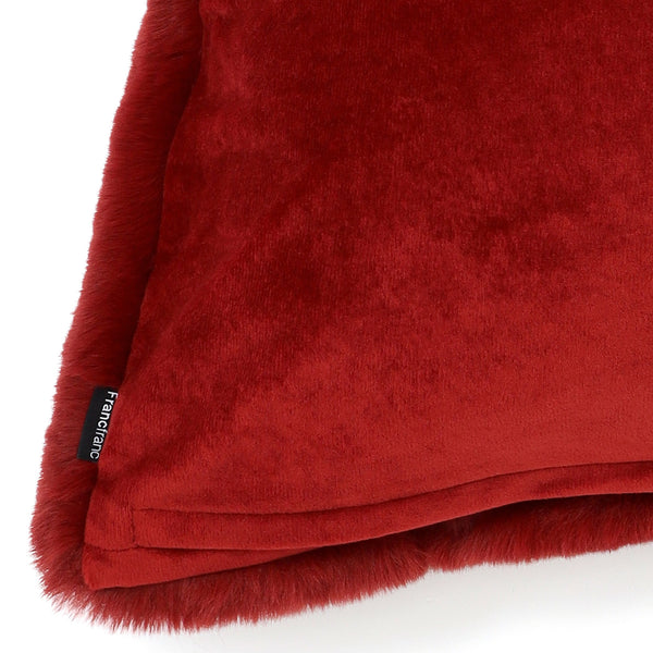 ファー  クッションカバー 450×450 ダークレッド（B-046）