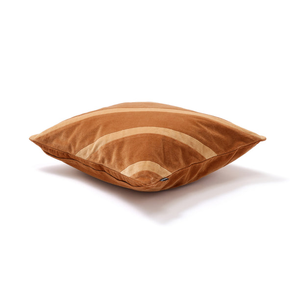 ベルベットストライプ クッションカバー 450×450 ブラウン×ベージュ（120）