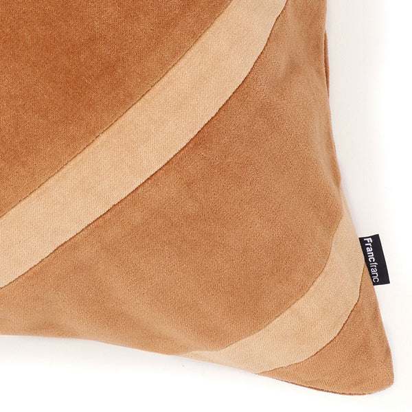 ベルベットストライプ クッションカバー 450×450 ブラウン×ベージュ（120）