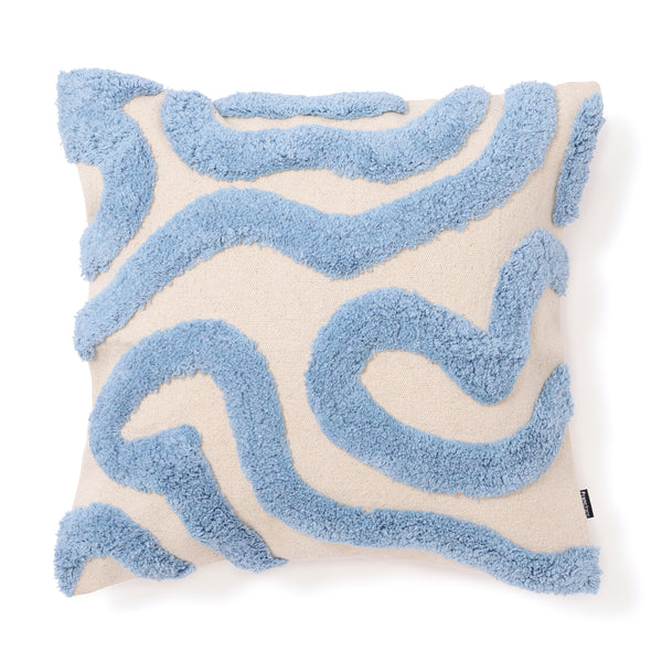 タフトドローイング クッションカバー 450×450 ブルー（A-002