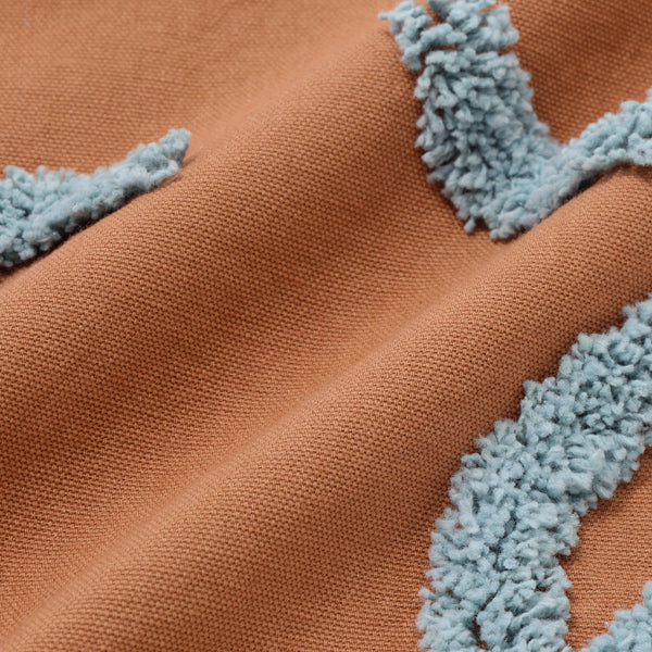 タフトドローイング  クッションカバー 450×450 ブラウン×ブルー（C-055）