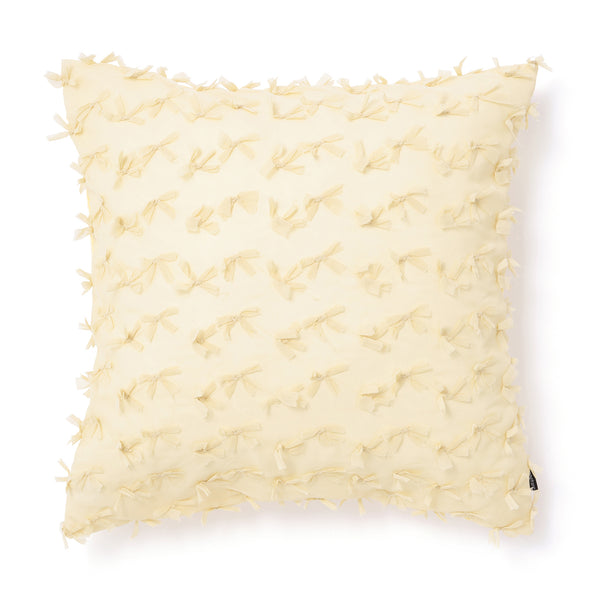 シアーリボン クッションカバー 450×450 ライトイエロー（054）