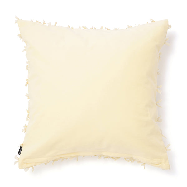 シアーリボン クッションカバー 450×450 ライトイエロー（054）