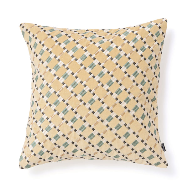 ジオメトリックEMB クッションカバー 450×450 イエロー（029）