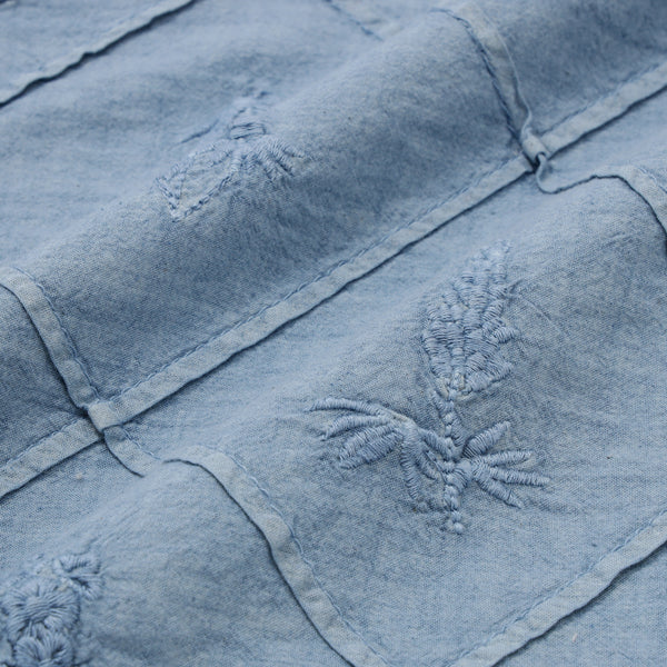 スクエアフラワーフリル クッションカバー 450×450 ブルー（087